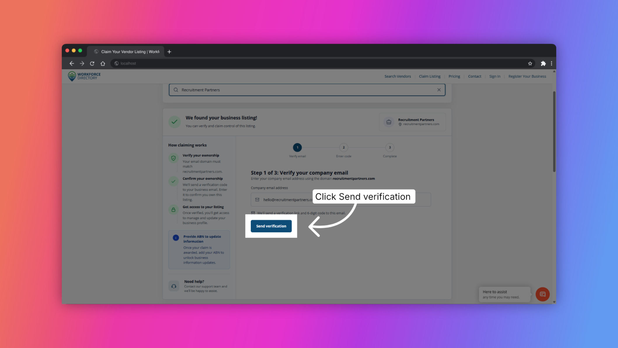 Step 7: Send the verification email