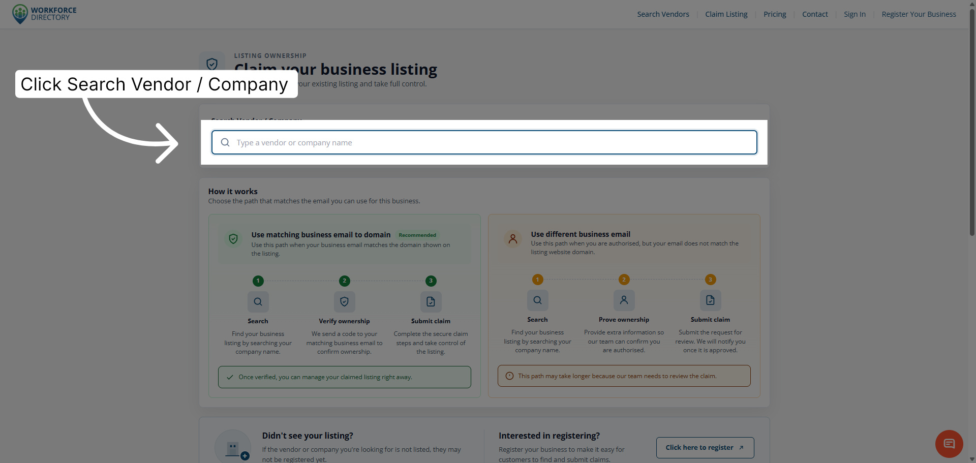 Step 1: Open vendor search