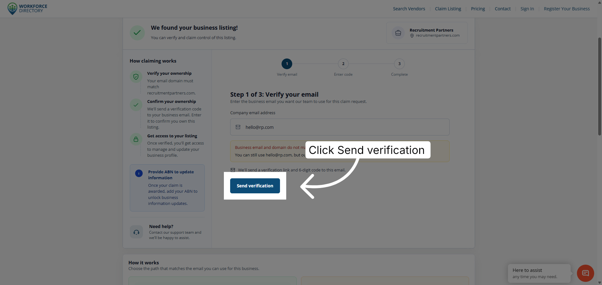 Step 6: Send the verification request