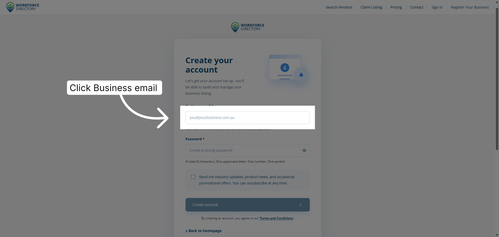 Step 4: Select the business email field