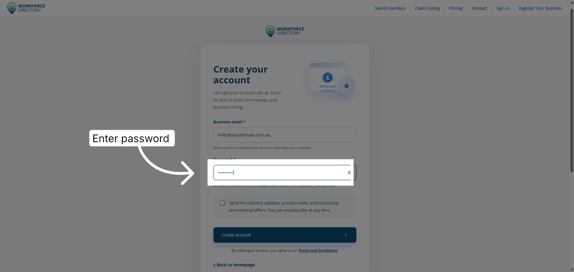 Step 6: Create a secure password
