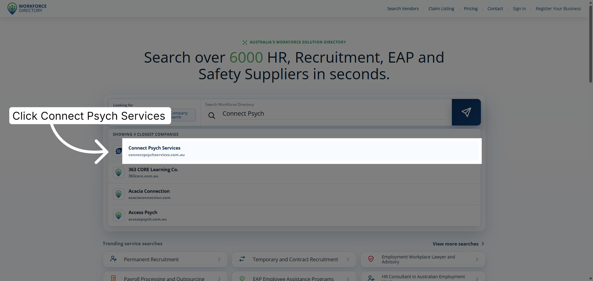 Step 6: Select the company from results