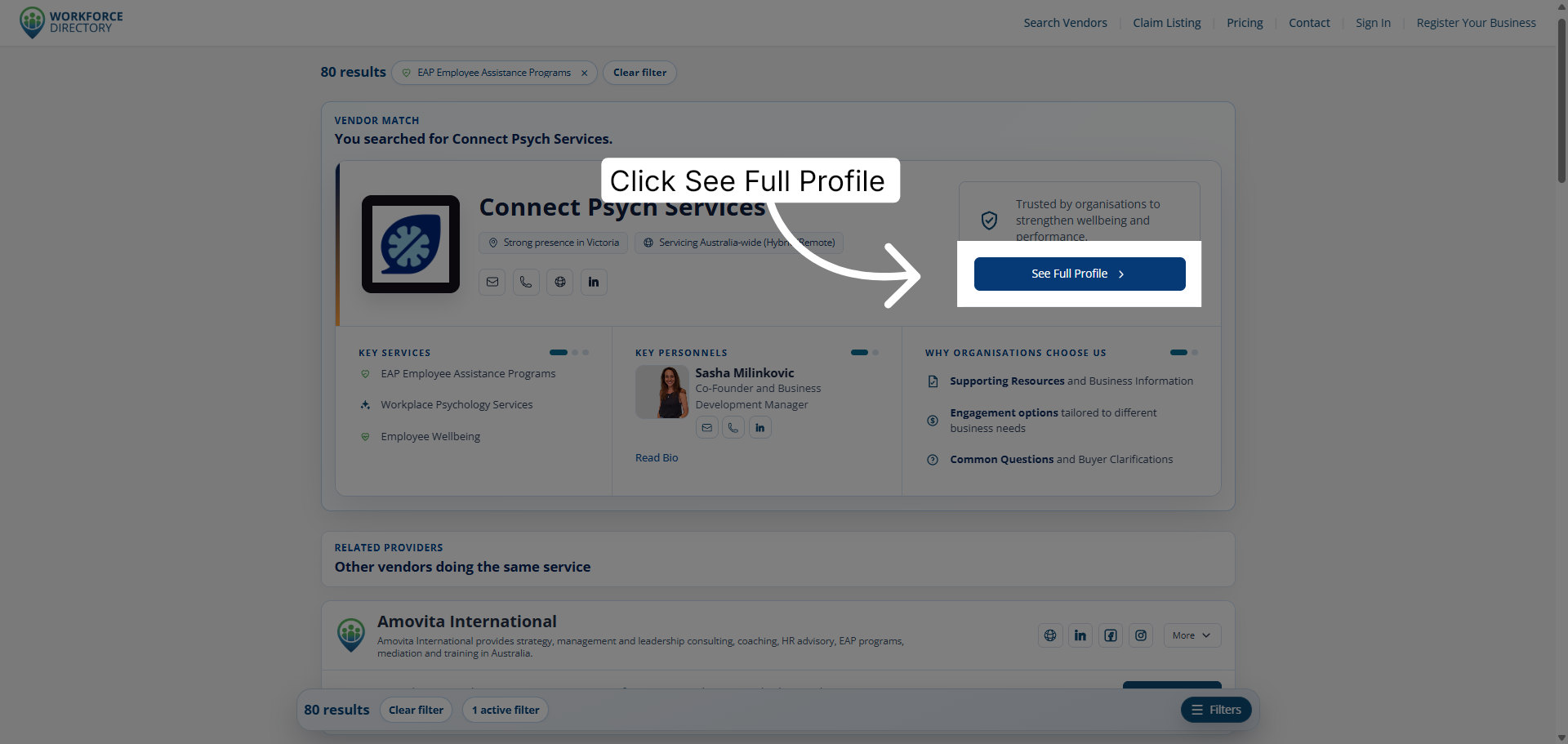 Step 7: Open the full company profile