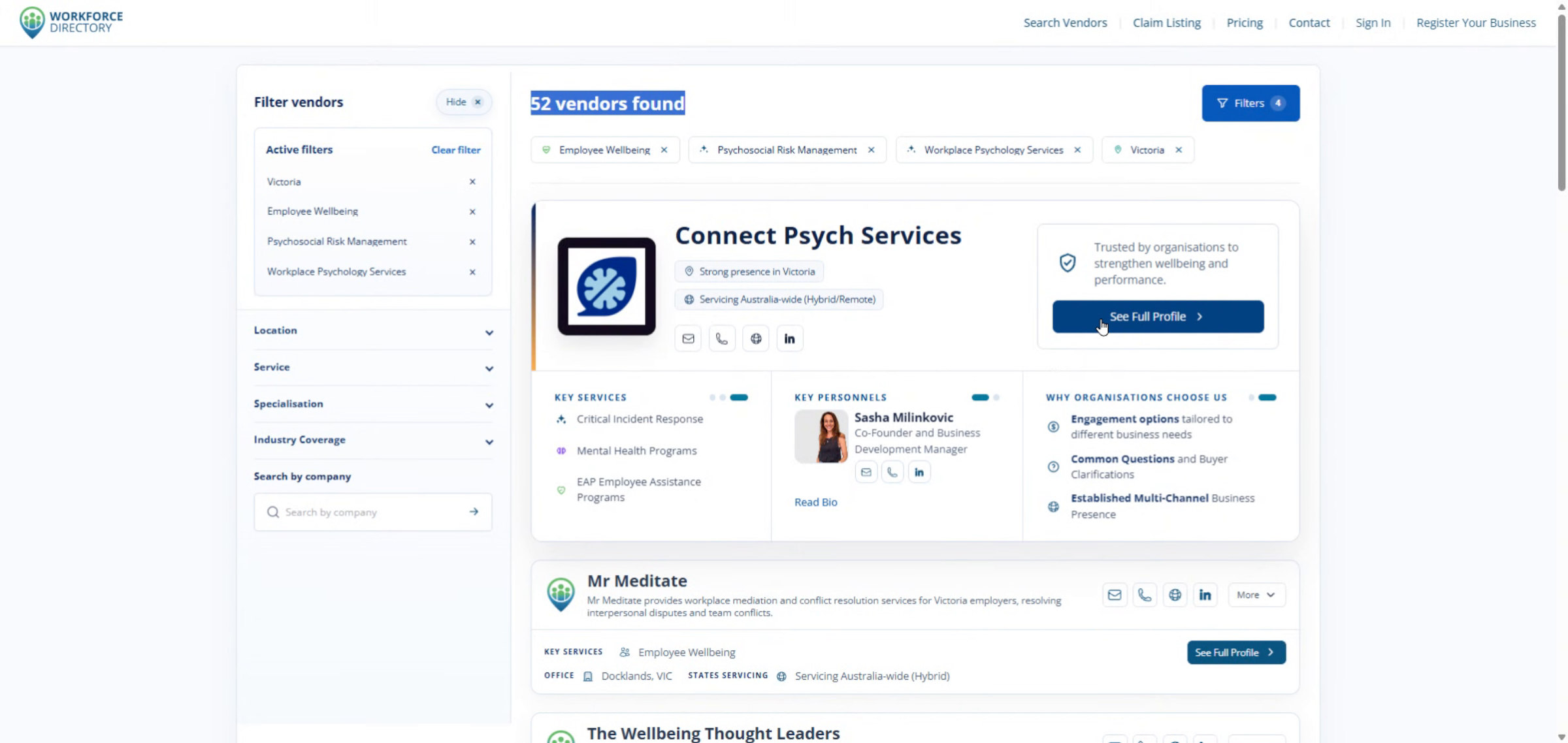 Step 10: Open a full vendor profile