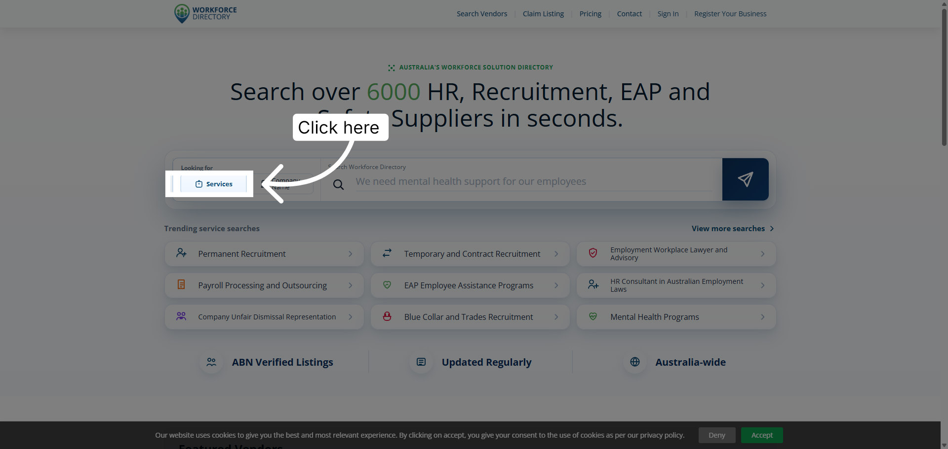 Step 3: Open Workforce Directory service search